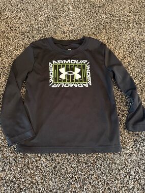 Under Armour Black Long-Sleeve Tee with Neon Green Logo